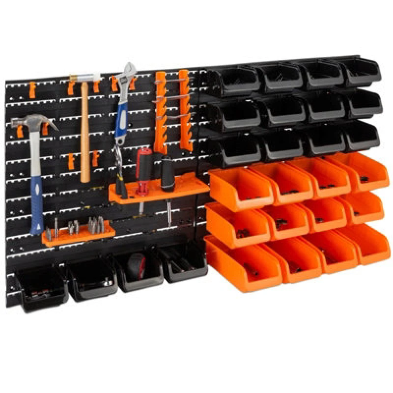 Image of Gr8 Home 44 Pcs Pegboard Shelf Tool Organiser Garage Shed Wall Mount Shelves Storage Rack Orange