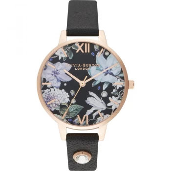 Image of Bejewelled Florals Demi Embellished Black & Rg Watch