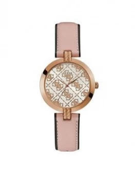 Image of Guess Guess G Luxe Logo Dial Pink Leather Strap Watch