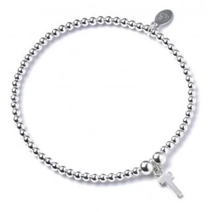 Image of Initial T Charm with Sterling Silver Ball Bead Bracelet