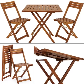 Image of Deuba - Balcony Set 3 Pieces Acacia Wood Brown