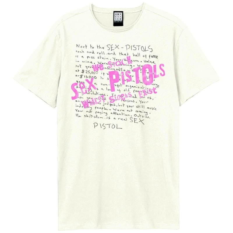 Image of Amplified Amplified Men Filthy Letter Sex Pistols T-Shirt in White Size: X-Small White XS Male 5063377022261