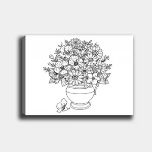 Image of MANDALA34 White Black Decorative Canvas Painting