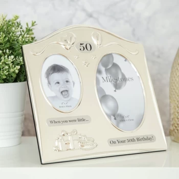 Image of Milestones 2 Tone Silver Plated Double Birthday Frame - 50