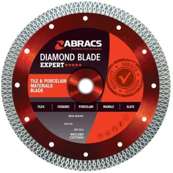Image of EXPERT 115mm x 1.2mm x 22mm TCB Tile & Porcelain Cutting Diamond Blade - Abracs