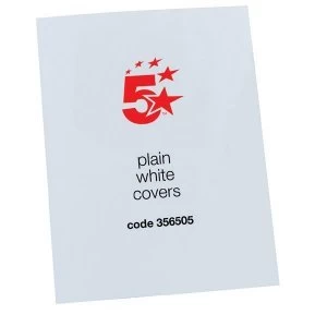 Image of 5 Star Office A4 Binding Covers 250gsm Plain Gloss White Pack 100