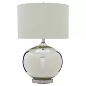 Image of Glass and Chrome Curved Base with White Shade Table Lamp