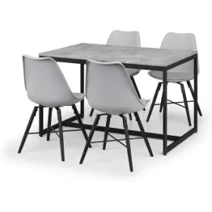 Image of Julian Bowen Dining Set - Staten Dining Table & 4 Kari Grey Chairs