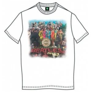 Image of Sgt Pepper Mens White Vintage Print T-Shirt Large