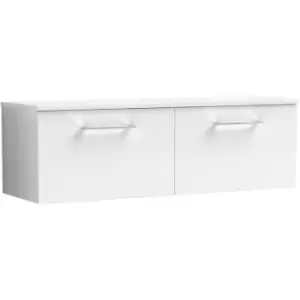 Image of Nuie Arno Gloss White 1200mm Wall Hung 2 Drawer Vanity Unit with Worktop - ARN122W2 - Gloss White