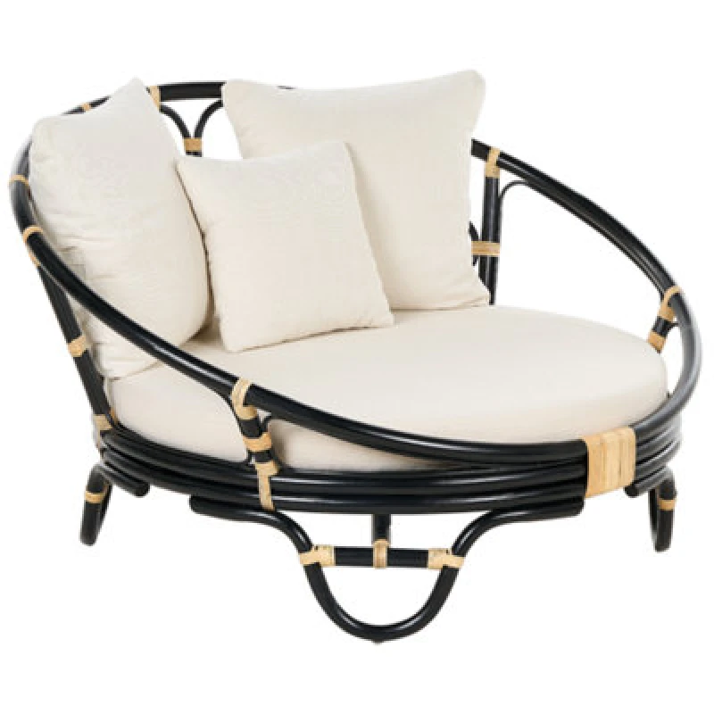 Image of Beliani Garden Daybed Rossano Rattan Black