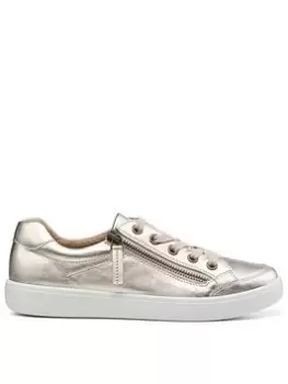 Image of Hotter Hotter Chase Ii Wide Fitting Leather Deck Shoes - Soft Gold, Metal, Size 8, Women