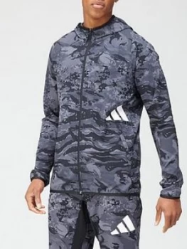 Image of adidas 3 Bar Camo Full Zip Hoodie - Black Size M Men
