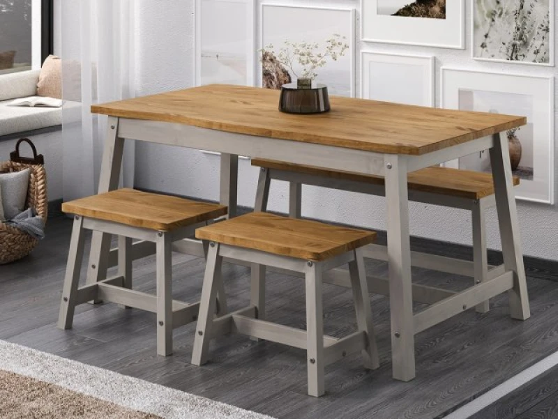 Image of Core Corona Grey and Waxed Pine Edge Large Dining Table