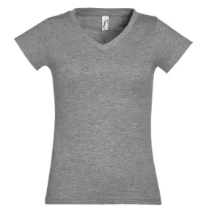 Image of SOLs Womens/Ladies Moon V Neck Short Sleeve T-Shirt (XXL) (Grey Marl)
