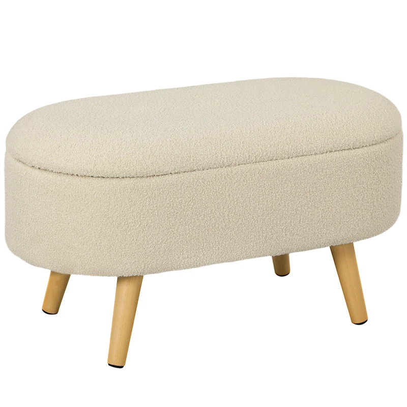 Image of HOMCOM Ottoman Storage Bench for Hallway - Living Room - Cream TJ Hughes 5063603852600