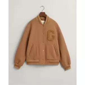 Image of Gant Wool Twill Gant Varsity Jacket Warm - Beige
