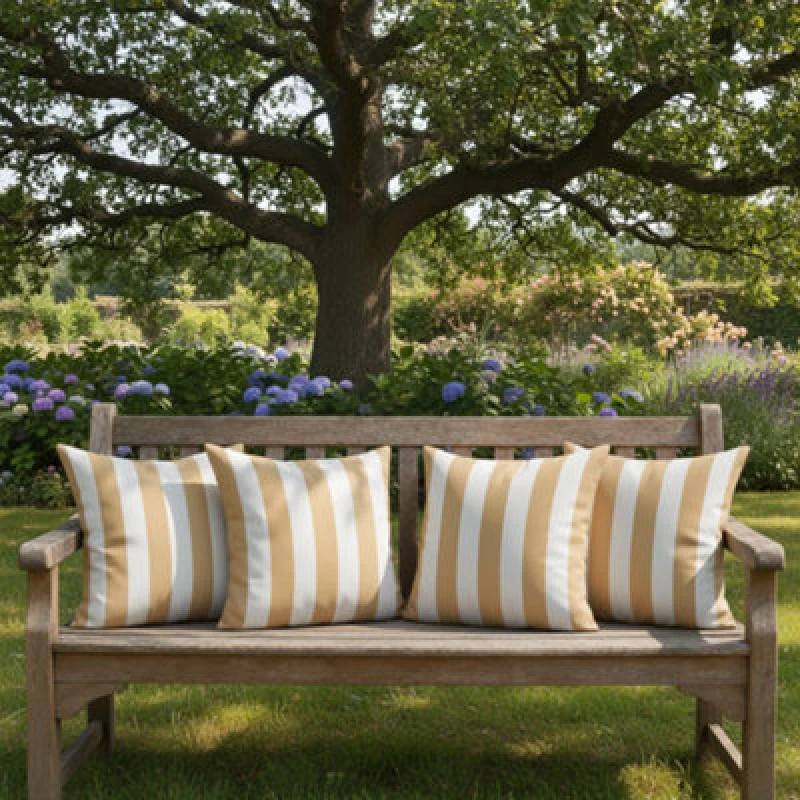 Image of Luxury Living Wide Striped Outdoor Water-repellant Cushion in Beige Size: 4 Pack Beige Unisex 4 Pack