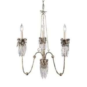 Image of Venetian Chandelier 3 Light Beige, Gold Finish, E14