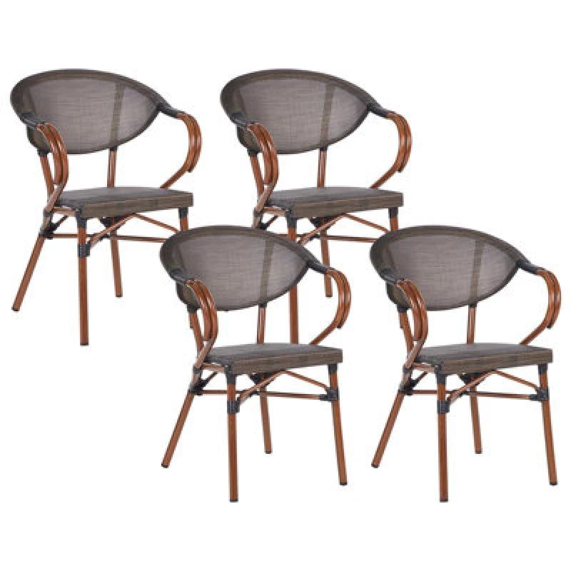 Image of Beliani Set Of 4 Garden Chairs Caspri Ii Metal Grey