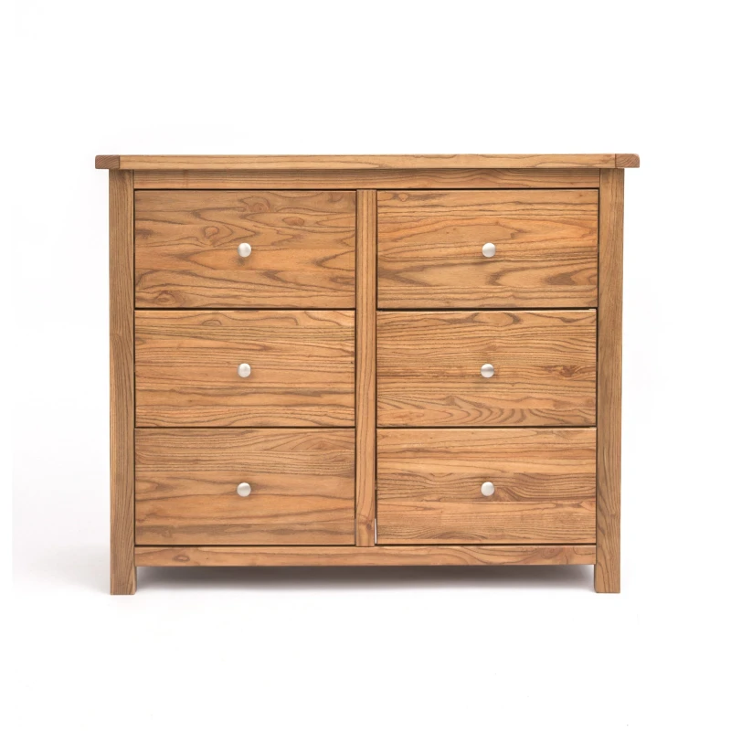 Image of Cabinet Bits Trivento 6 Drawer Chest of Drawers Chrome Knob in Natural Natural Unisex