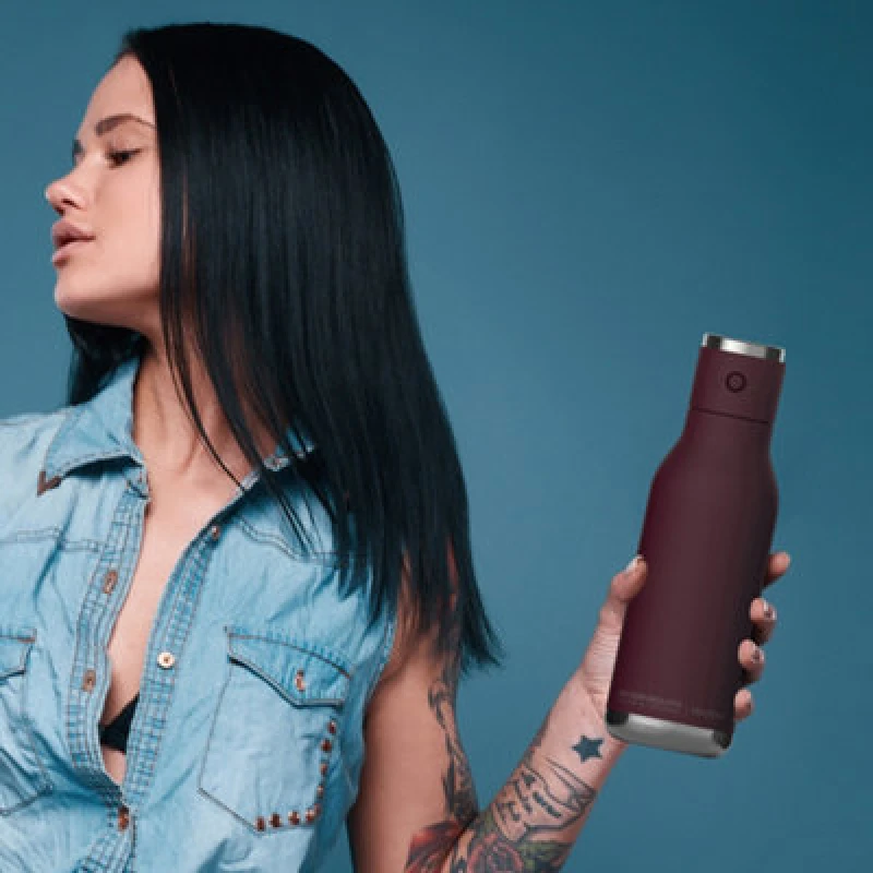 Image of asobu Wireless Stainless Steel Double Walled Speaker Bottle Burgundy 500ml Maroon