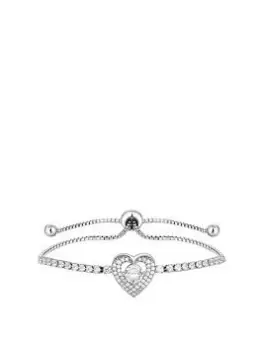 Image of Jon Richard Silver Cubic Zirconia Heart Toggle Bracelet