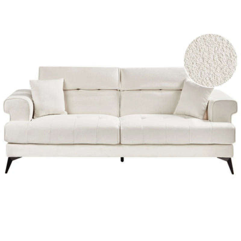 Image of Beliani Sofa 3 Seater Skive Boucle White