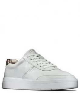 Image of Clarks Hero Walk Leather Trainer - White Combi, Size 8, Women