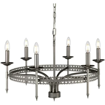 Image of Elstead - Crown - 6 Light Chandelier Iron Finish, E14
