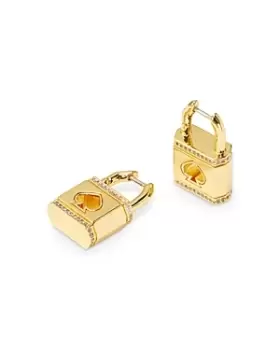 Image of kate spade new york Lock and Spade Pave Huggie Earrings