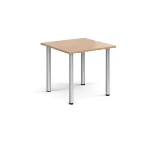 Image of Rectangular silver radial leg meeting table 800mm x 800mm - beech