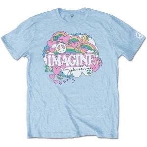 Image of John Lennon - Rainbows, Love & Peace Mens Medium T-Shirt - Light Blue