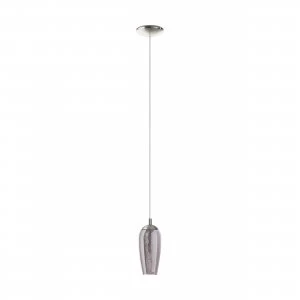 Image of EGLO G9 Farsala Satin Nickel Smoked Glass LED Pendant Light 3W Warm White - 96343