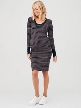 Image of Mama-Licious Maternity Nursing Kaylo Nell Knit Bodycon Dress - Stripe