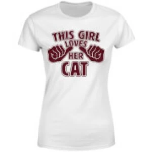 Image of This Girl Loves Her Cat Womens T-Shirt - White - 5XL