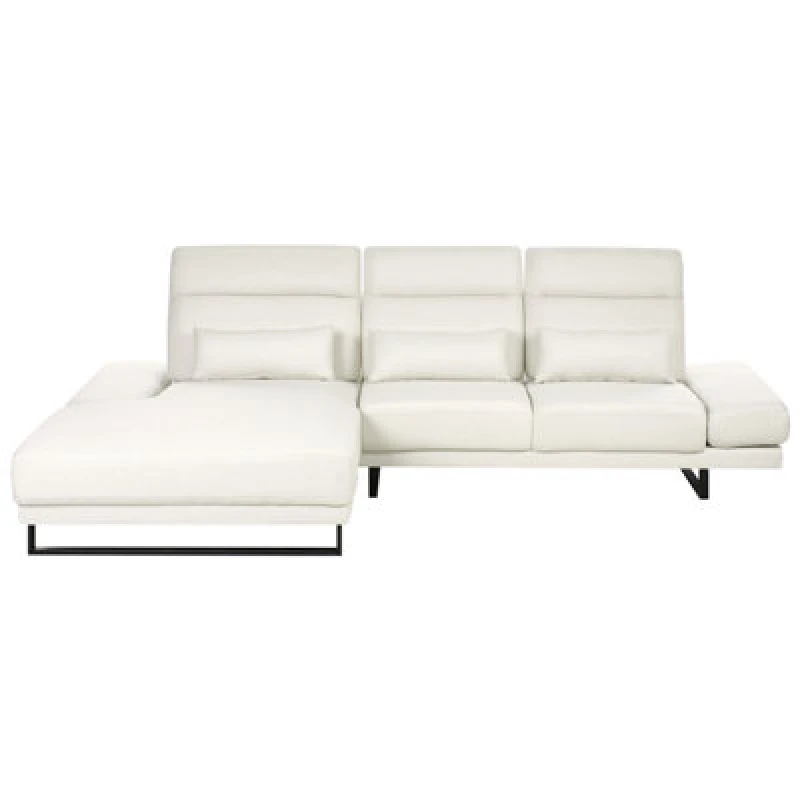 Image of Beliani Corner Sofa 4 Seater Ikast Fabric Off-White Right Hand