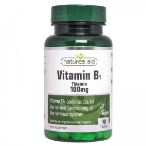 Image of Natures Aid Vitamin B1 Thiamin Hydrochloride 100mg - Pack of 90 Tablets