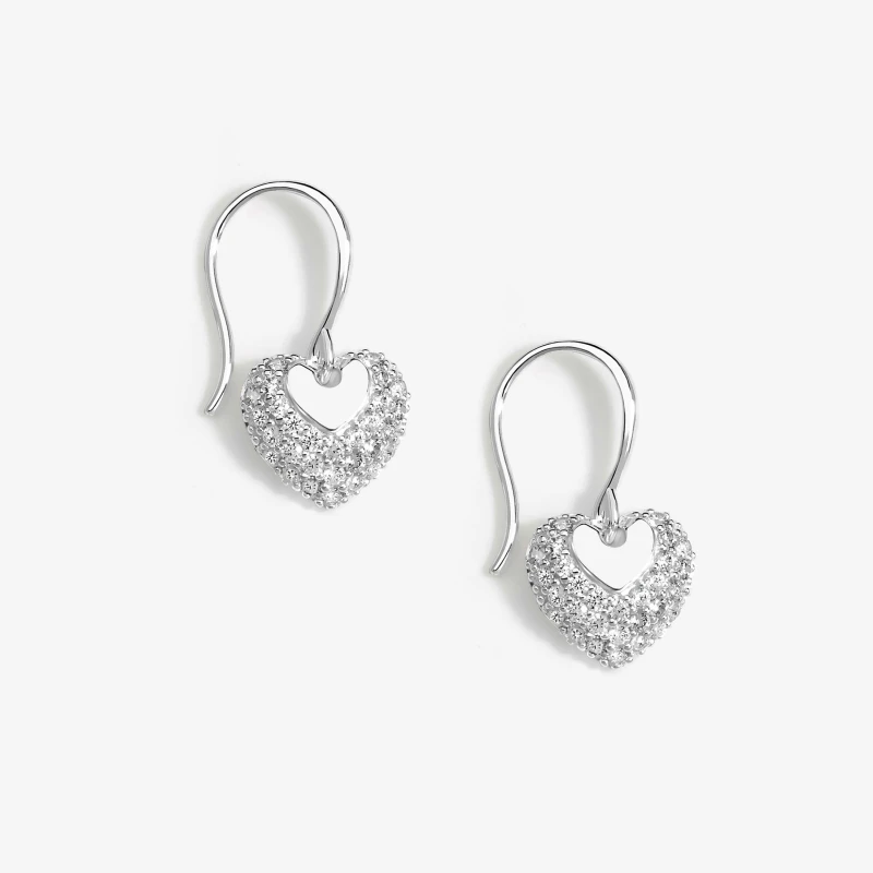 Image of Simply Silver Sterling Silver 925 Fishhook Heart Drop Earrings Silver female