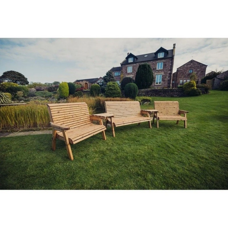 Image of Churnet Valley Garden Furniture Ltd Valley 1X3B 2X2B with Tray Set - Fully Assembled - Set of Cushions Inc in Brown Brown Unisex