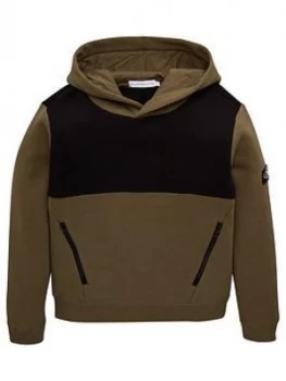 Image of Calvin Klein Jeans Boys Colourblock Hoodie - Olive