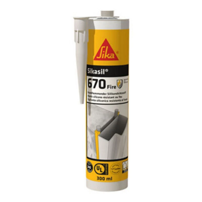 Image of Sika Sikasil-670 Fire Rated Silicone Sealant White, 380Ml - High Elasticity & Weather Resistance - For Interior & Exterior Joints