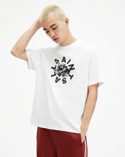 Image of AllSaints Daized Logo Print Crew Neck T-Shirt