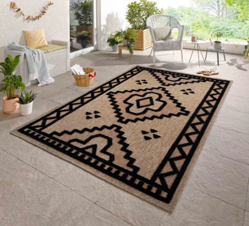 Image of Harper Diamond Pattern Water Resistant Indoor Area Rugs Black 50X80 Cm
