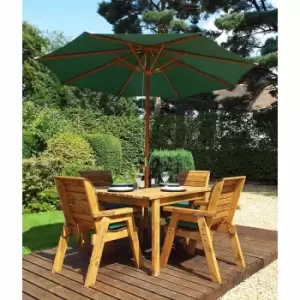 Image of Charles Taylor Four Seater Square Table Set with Parasol, Green
