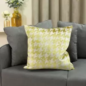 Image of Ashley Wilde Nevado Houndstooth Jacquard Cushion Cover, Gold, 50 x 50 Cm