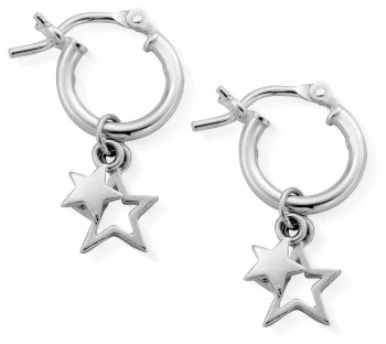 Image of ChloBo Womens Double Star Small Hoop Earrings SEH738 Jewellery
