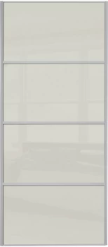 Image of Wickes Sliding Wardrobe Door Silver Framed Four Panel Soft White Glass - 2220 x 914mm