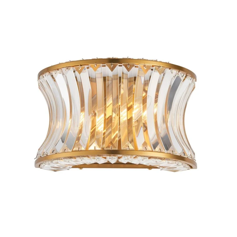 Image of Vittoria Wall Lamp Warm Brass Plate, Crystal And Clear Glass