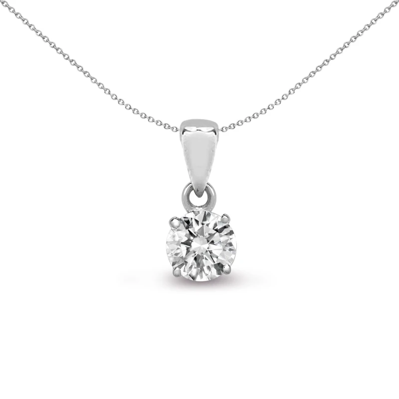 Image of Jewelco London 18ct White Gold 0.1ct Diamond Solitaire Charm Pendant - 18P010-010 Silver